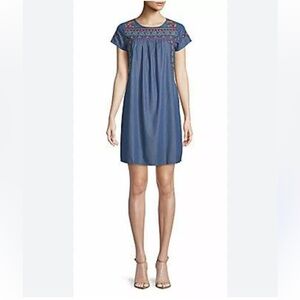 Driftwood Ella Embroidered Chambray Dress XS